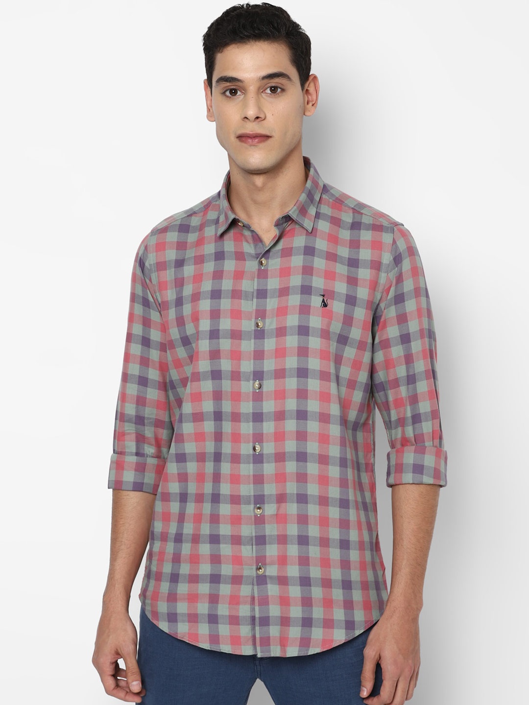 

SIMON CARTER LONDON Men Grey Slim Fit Checked Casual Shirt