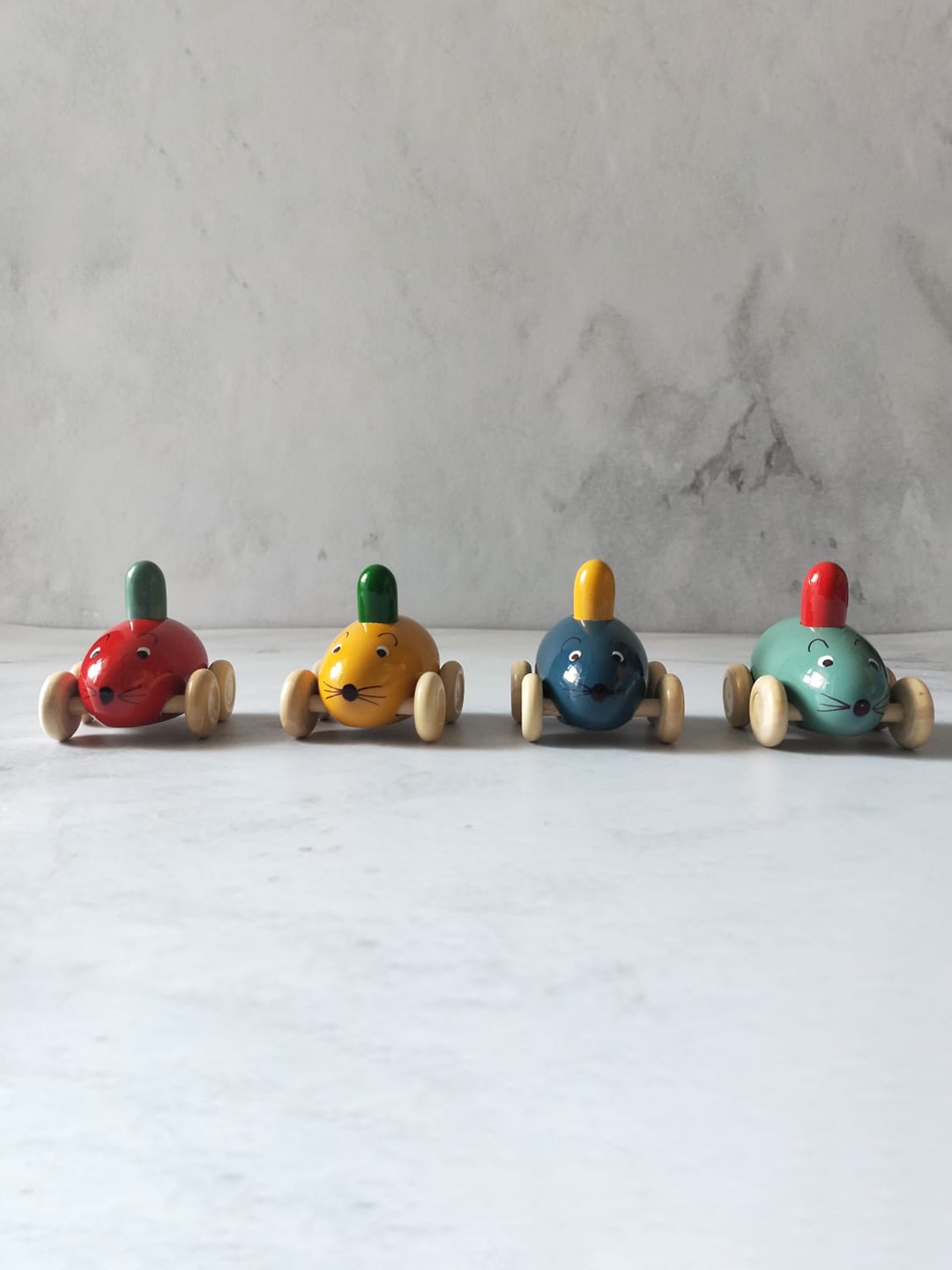 

NURTURE INDIA Kids Multicoloured Wooden Mouse Car, Multi