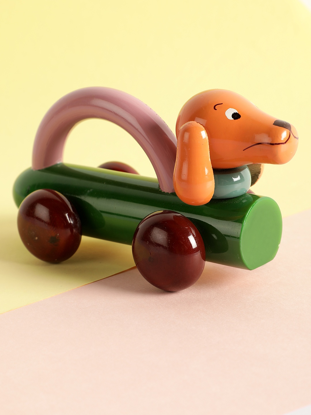 

NURTURE INDIA Unisex Kids Green Wooden Dog Pulling Toy