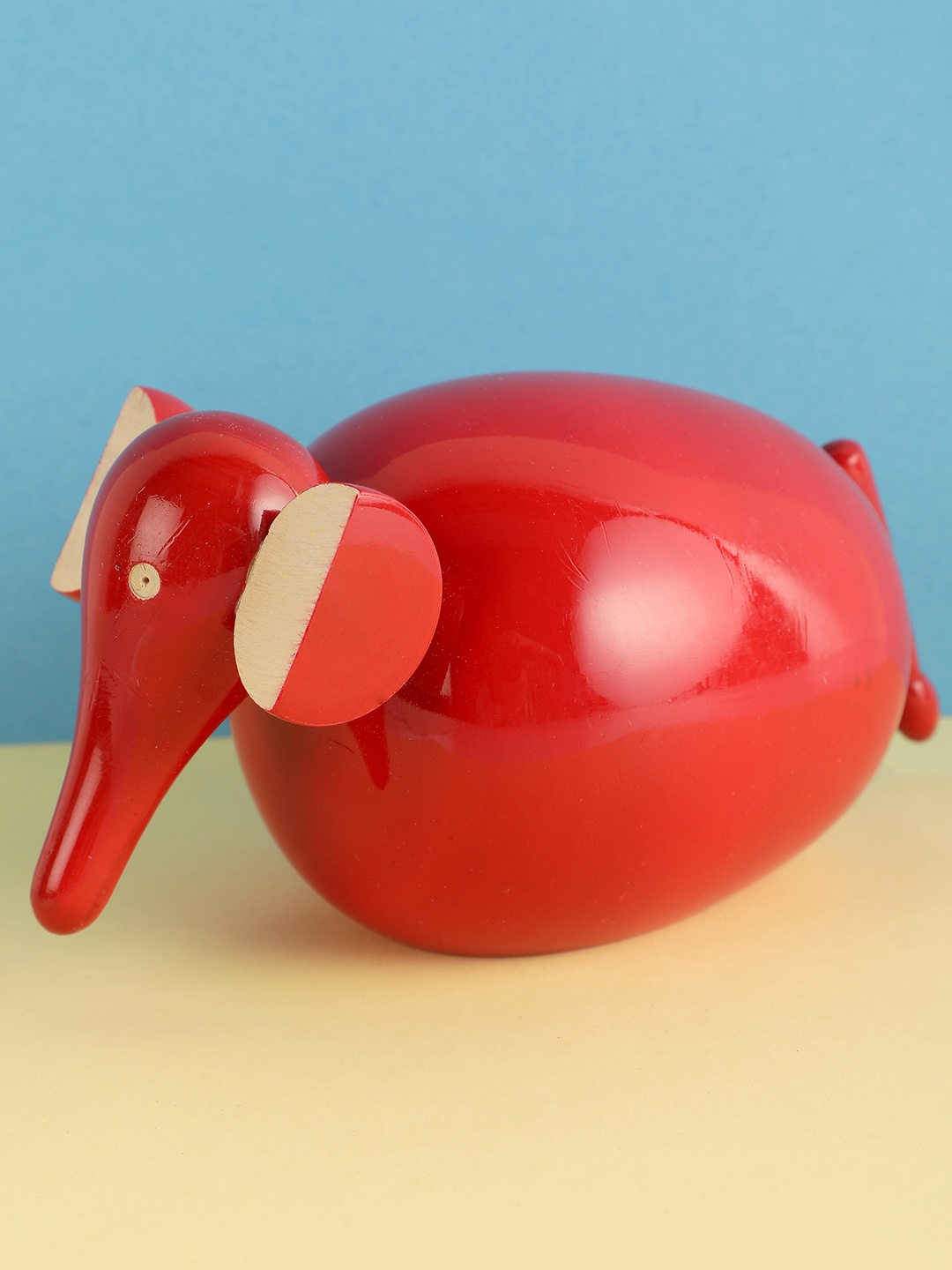 

NURTURE INDIA Unisex Kids Red Wooden Elephant Toy