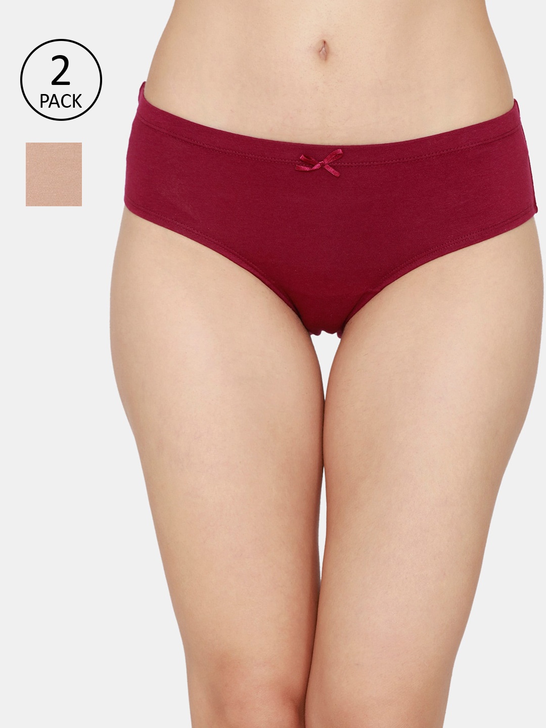 

Zivame Set Of 2 Assorted Anti-Microbial Low-Rise Hipster Briefs ZI2427FASHCPINK