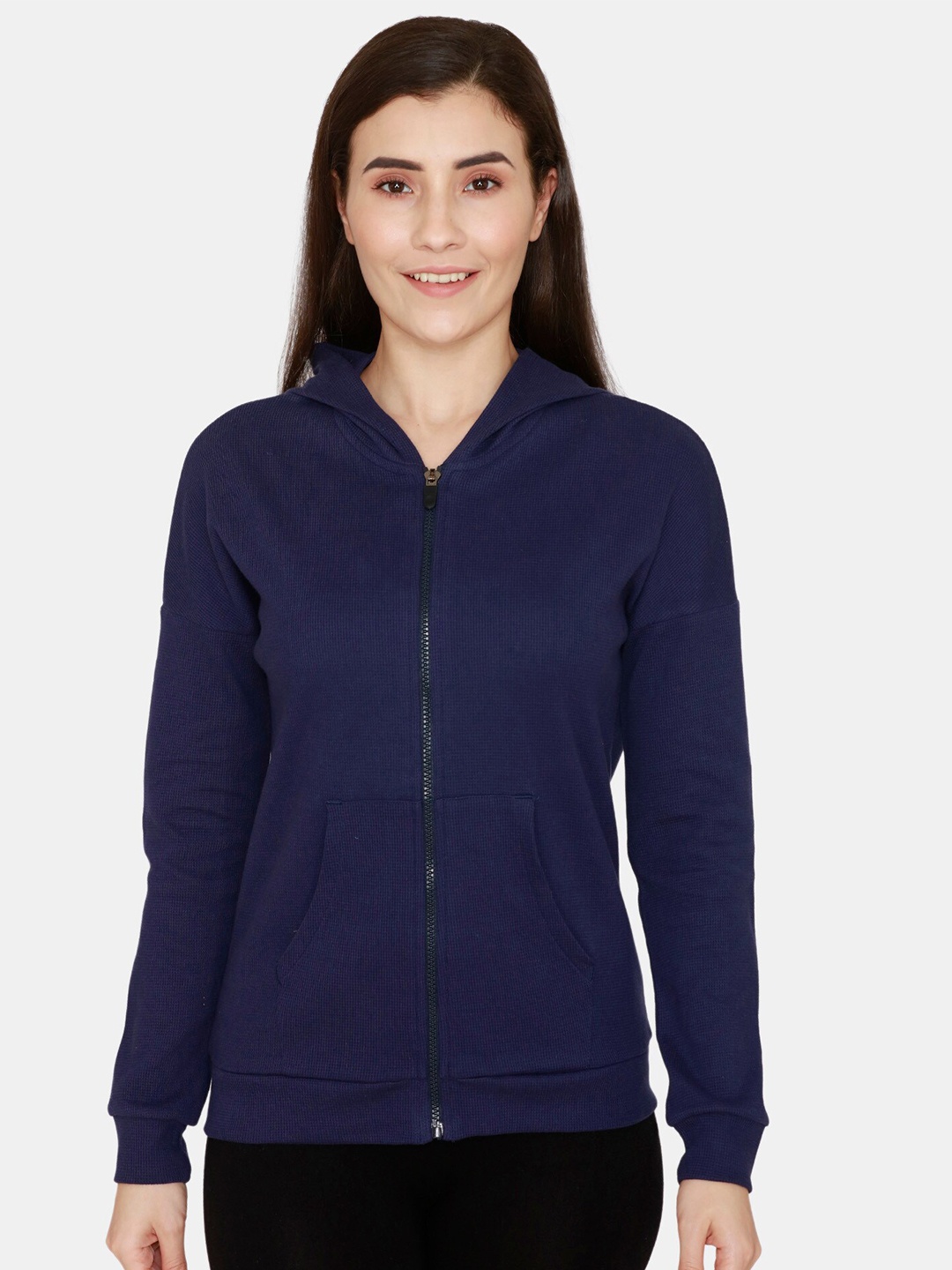 

Zivame Women Blue Hooded Sweatshirt