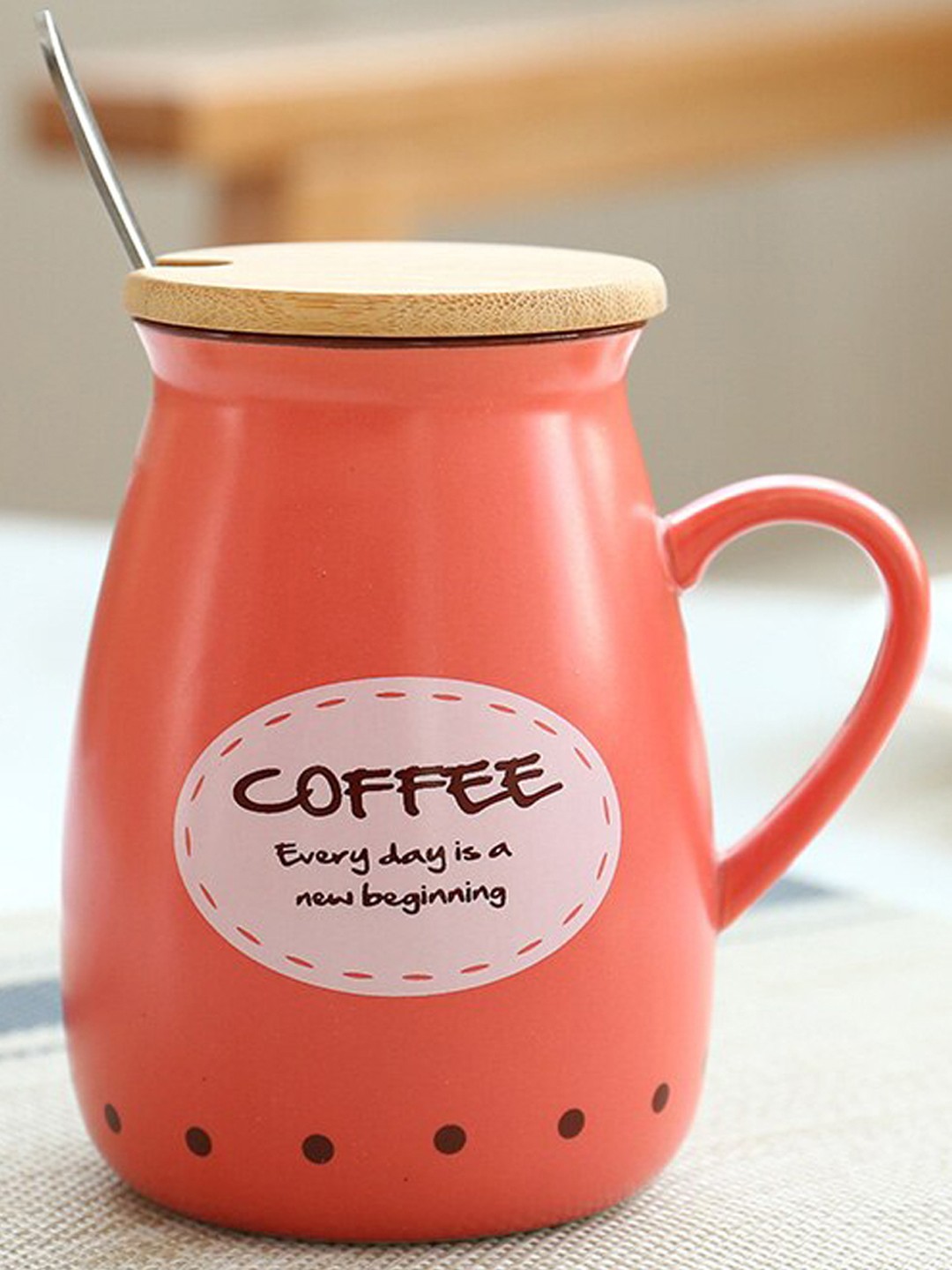 

BonZeaL Orange & White Hand Painted Printed Ceramic Matte Mug
