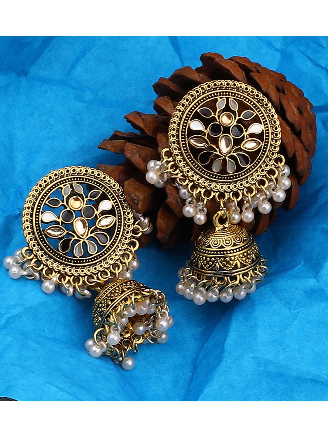 

Jewelz Gold-Toned Dome Shaped Jhumkas Earrings