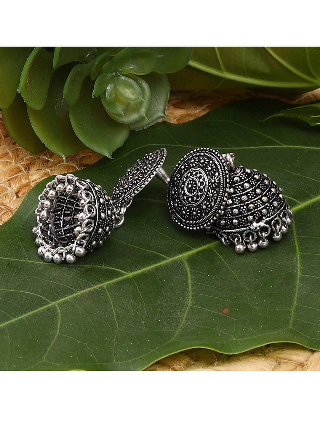 

Jewelz Silver-Toned Contemporary Jhumka Earrings