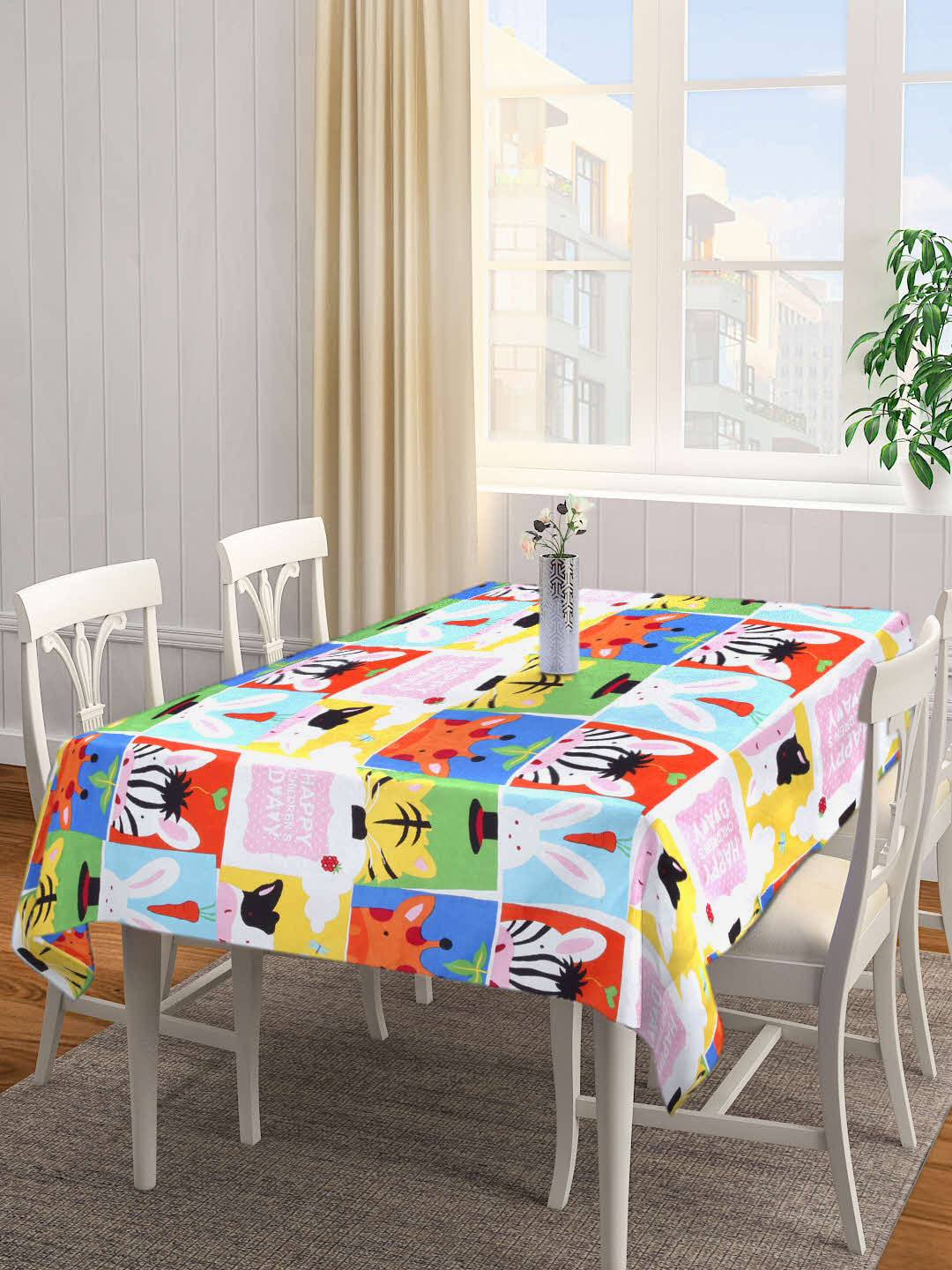 

Arrabi Multicoloured Cartoon Printed 6 Seater Table Cover, Multi