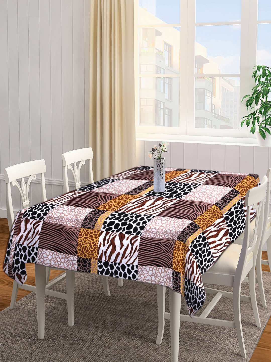 

Arrabi Multicoloured Abstract Cotton Blend 6 Seater Table Cover, Multi