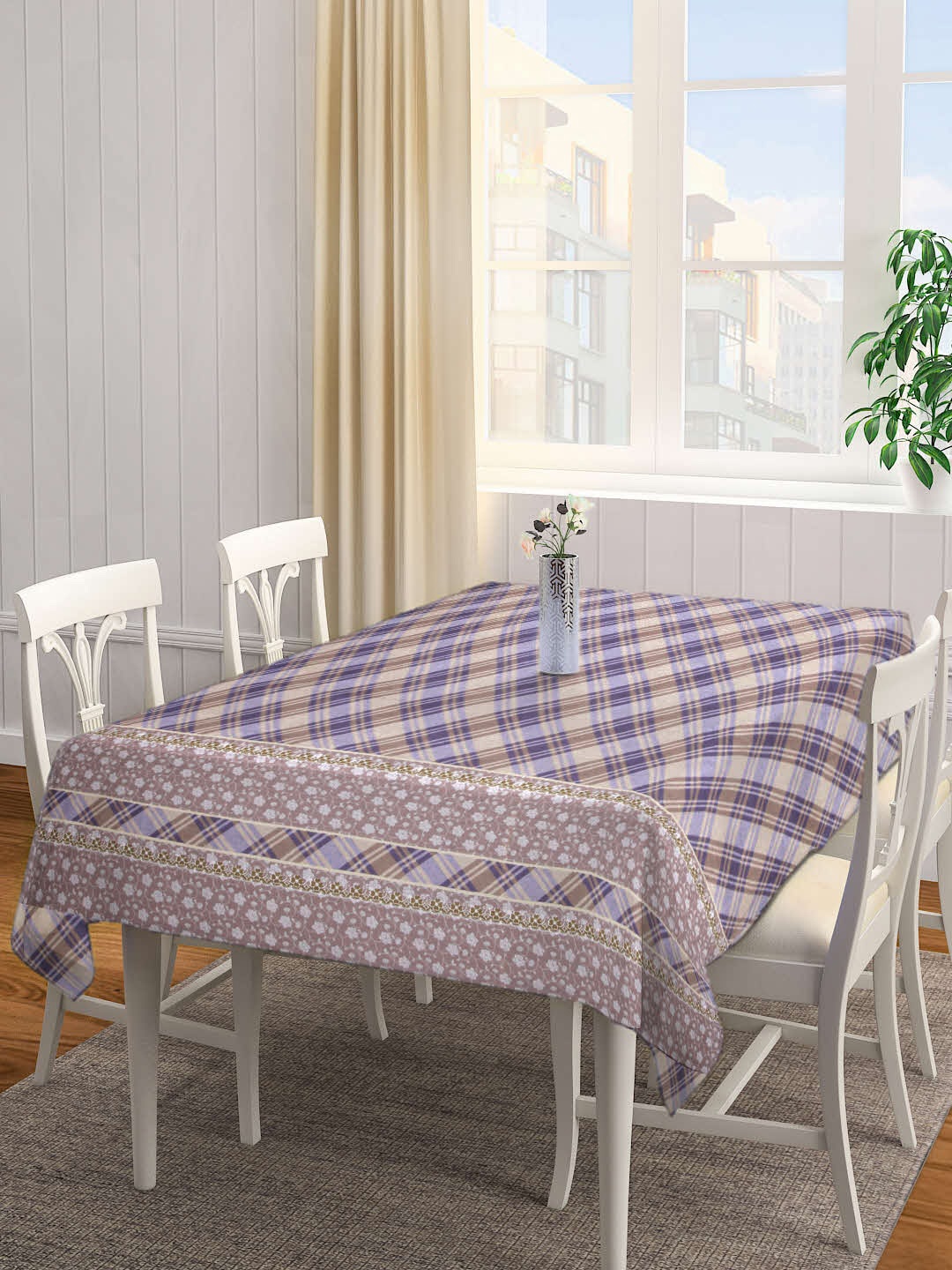 

Arrabi Brown & Blue Checked 6 Seater Table Cover