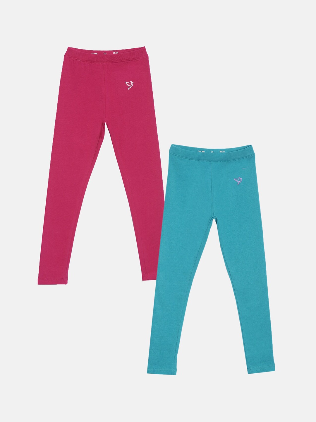 

TWIN BIRDS Girls Pack of 2 Ankle Length Cotton Leggings, Pink