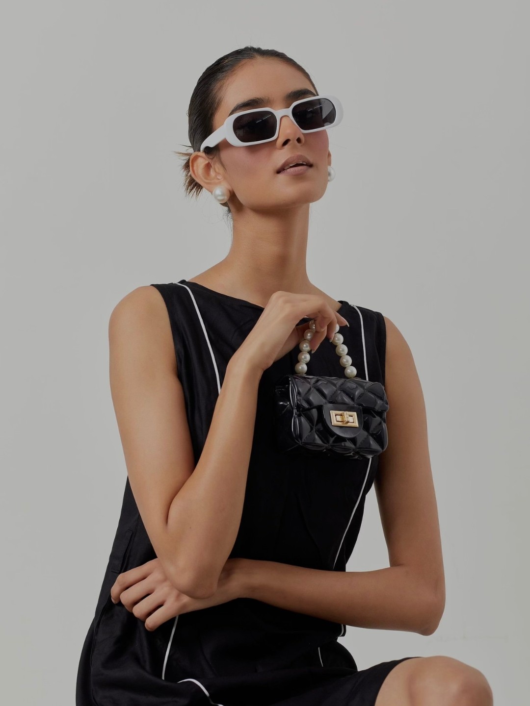 

Voyage Unisex Black Lens & White Full Rim Rectangle Sunglasses