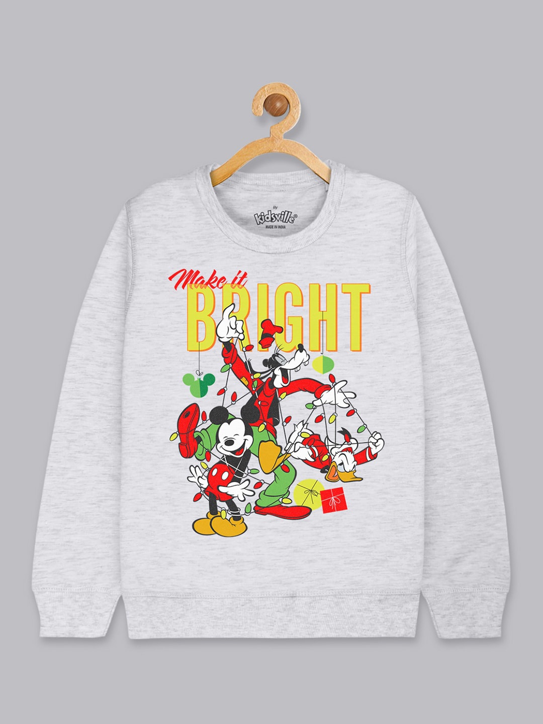 

Kids Ville Boys Grey Mickey And Friends Christmas Printed Sweatshirt