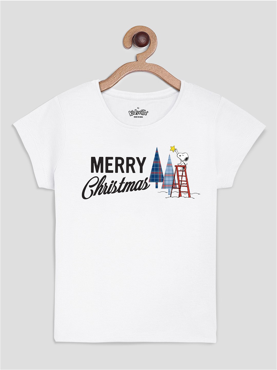 

Kids Ville Girls White Peanuts Printed T-shirt