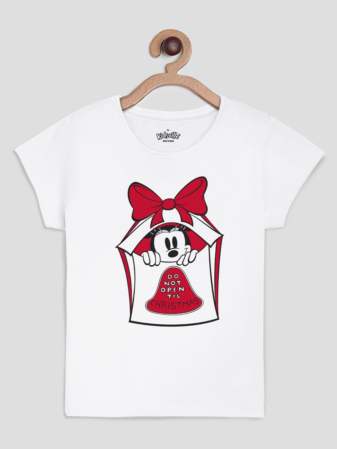 

Kids Ville Mickey & Friends Girls White Printed Pure Cotton T-shirt