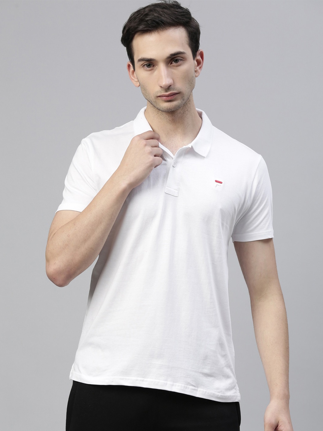 

FILA Men White TERN Polo Collar Cotton T-shirt