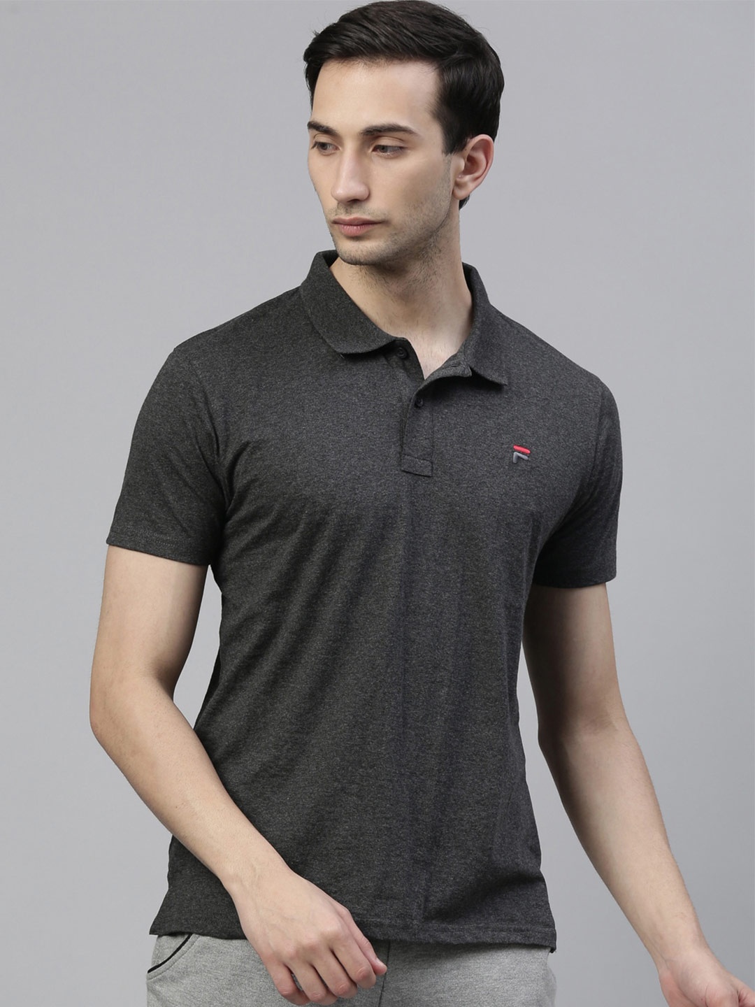 

FILA Pure Cotton Polo Collar Tern T-shirt, Charcoal