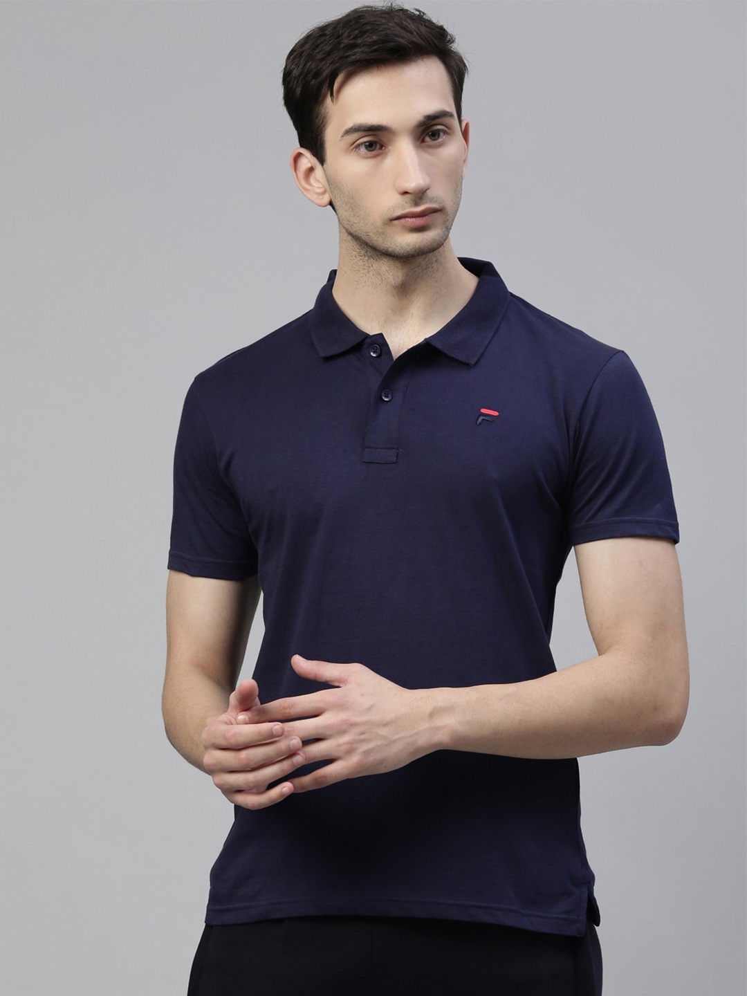 

FILA Polo Collar Cotton Tern T-shirt, Navy blue