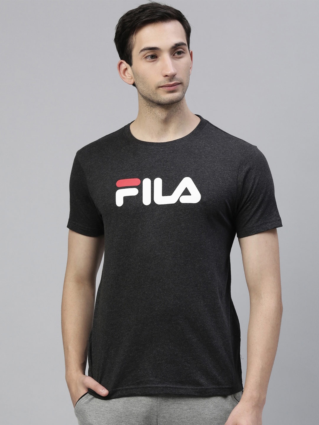 

FILA Men Black Typography Printed T-shirt