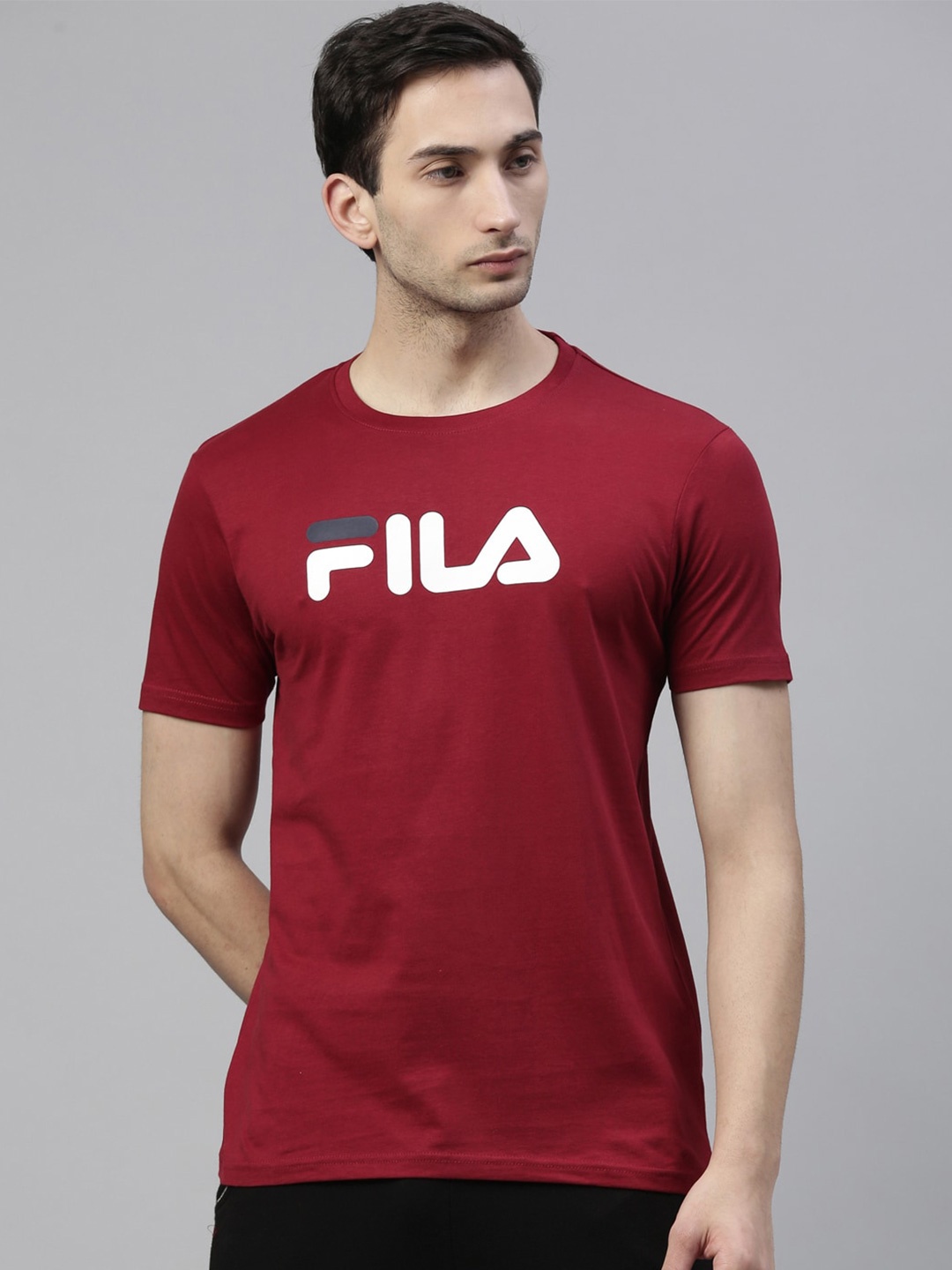 

FILA Men Red Printed Applique T-shirt