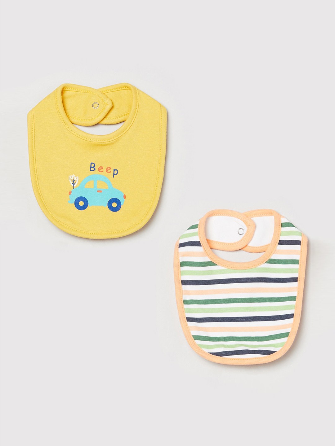 

max Boys Pack Of 2 Pure Cotton Bibs, Yellow