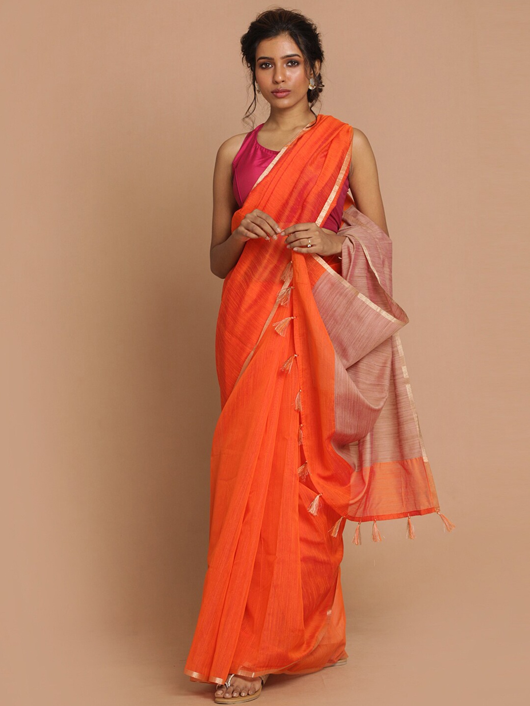 

Saranee Rust & Pink Banarasi Saree