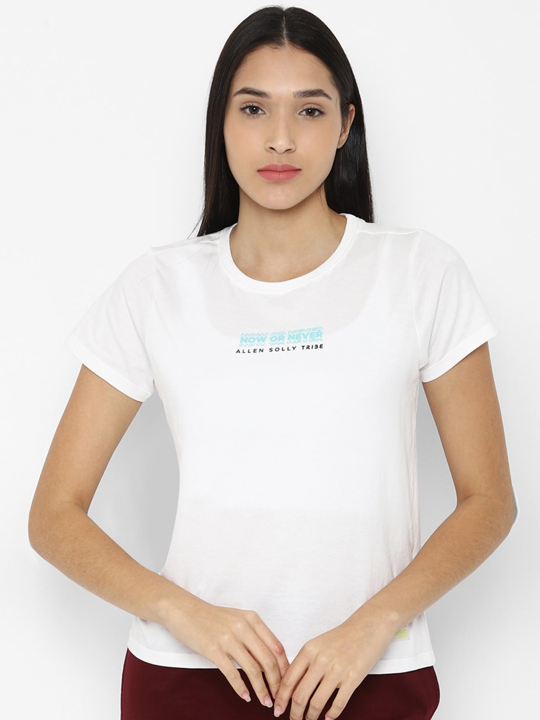

Allen Solly Woman Women White Printed Pure Cotton T-shirt