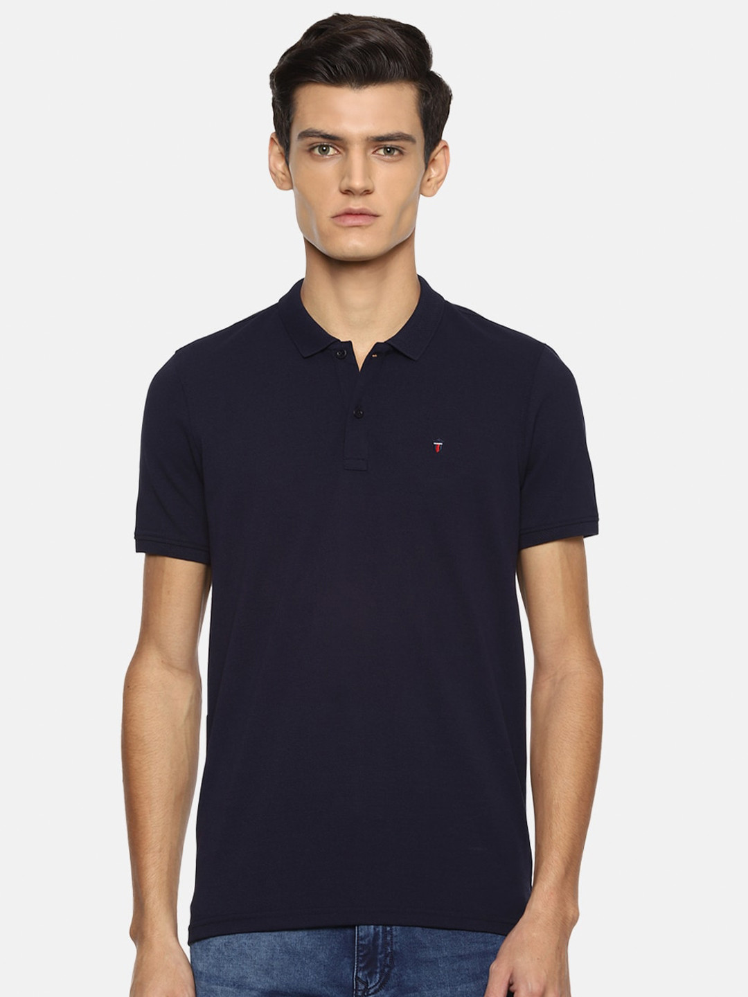 

Louis Philippe Sport Men Navy Blue Polo Collar Slim Fit T-shirt