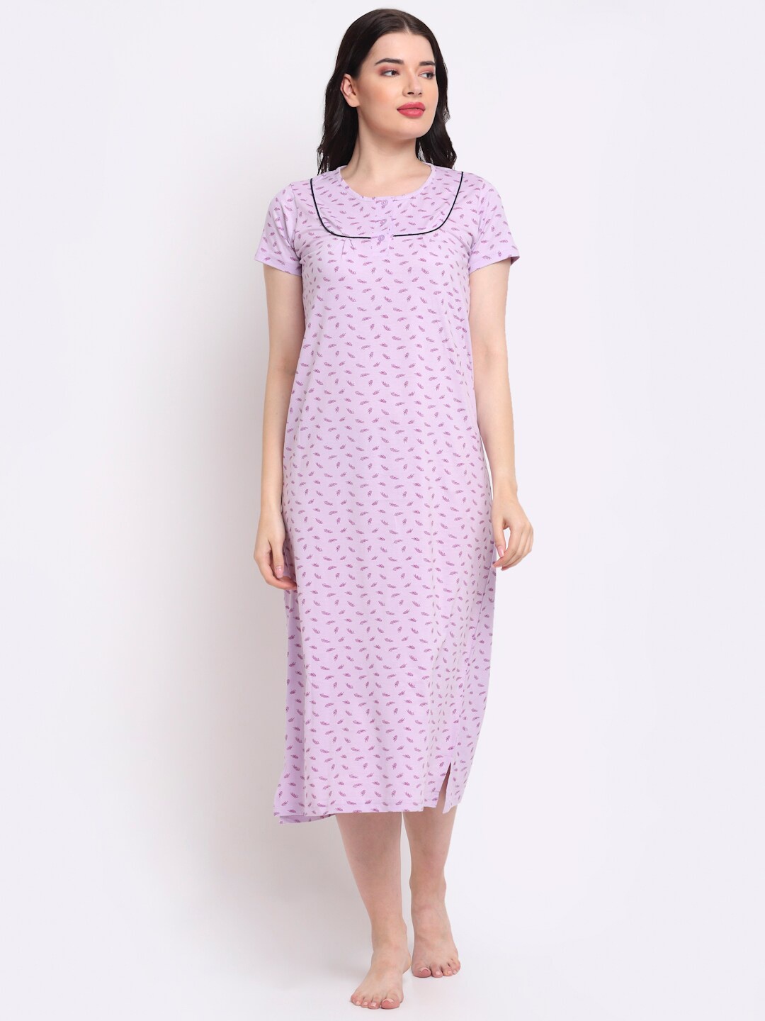 

Slumber Jill Lavender Printed Cotton Maxi Nightdress