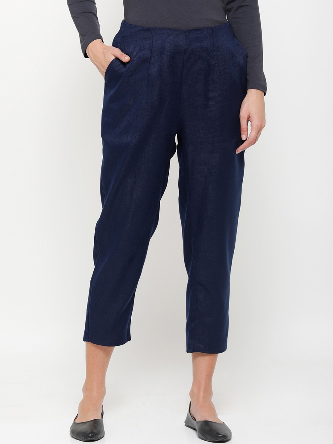 

De Moza Women Blue Pleated Trousers