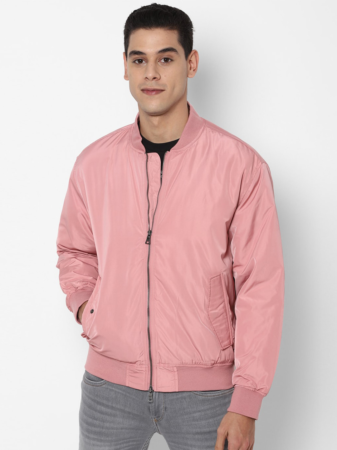

FOREVER 21 Men Purple Zippered Bomber Jacket