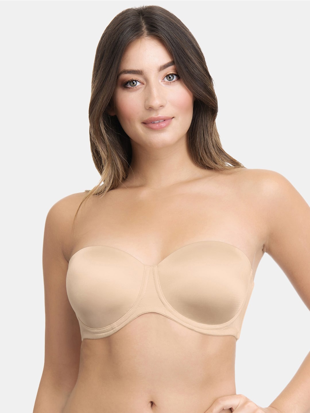 

Amante Solid Padded Wired Multiway Strapless Bra - BRA75801, Beige