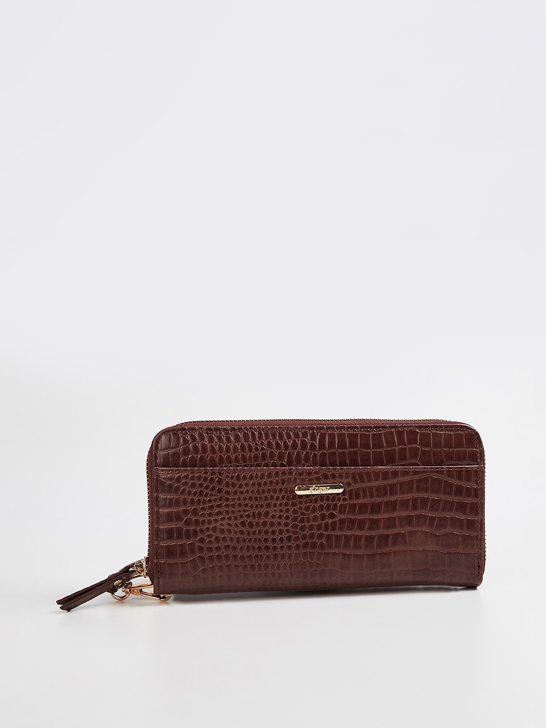 

Ginger by Lifestyle Women Brown Textured Zip Around Wallet