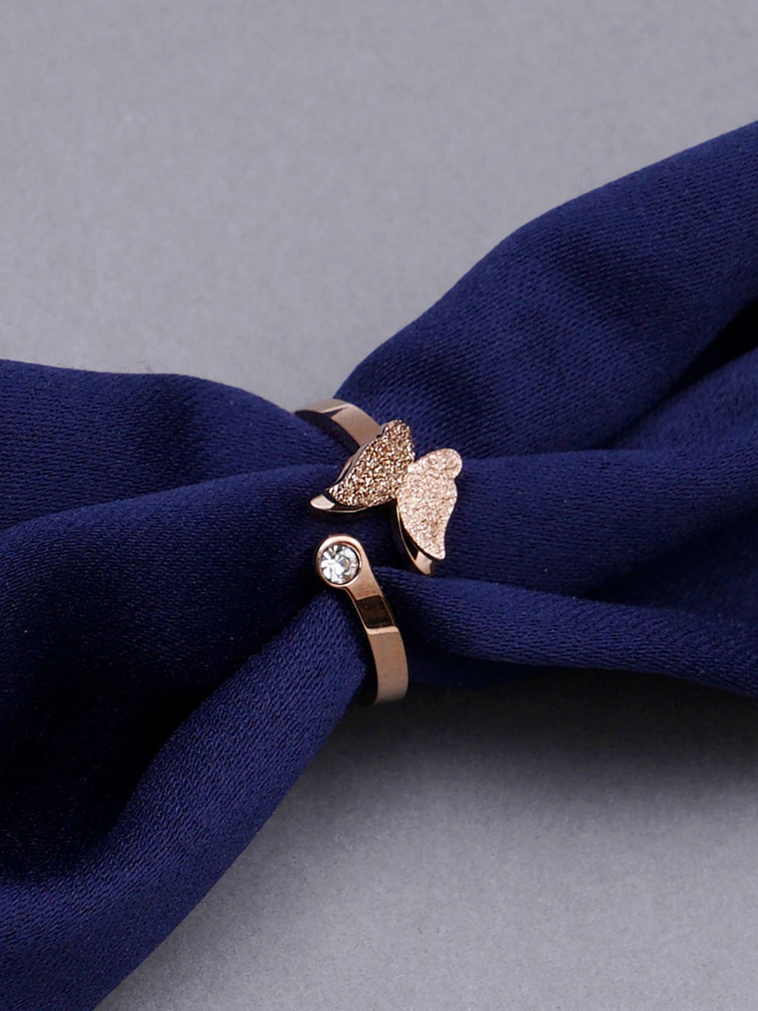 

KARATCART Rose Gold-Plated AD Studded Butterfly Shape Rings