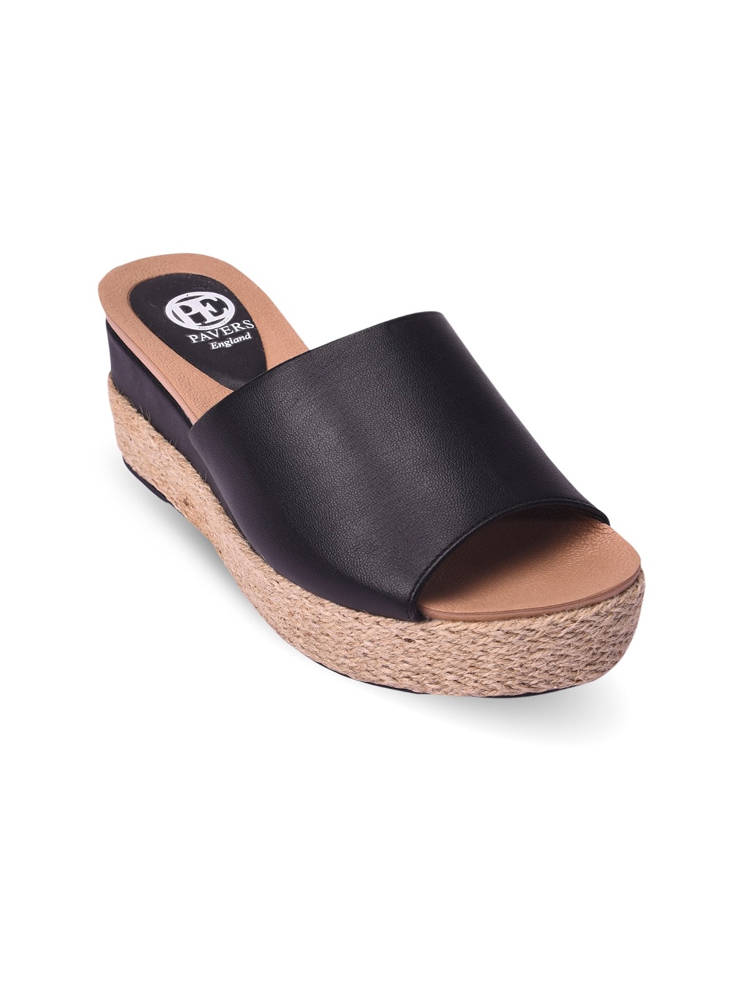 

Pavers England Women Black PU Wedge Mules