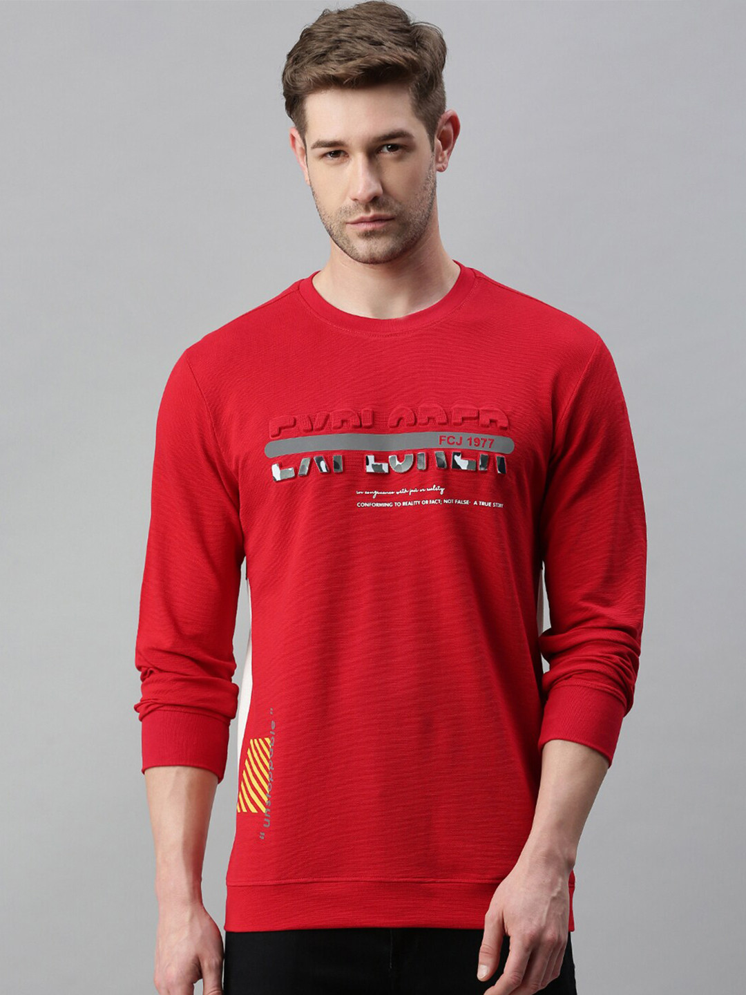 

SHOWOFF Men Red Printed Sweatshirt