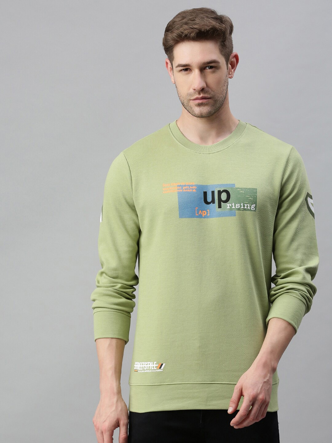 

SHOWOFF Men Green Printed Cotton Sweatshirt