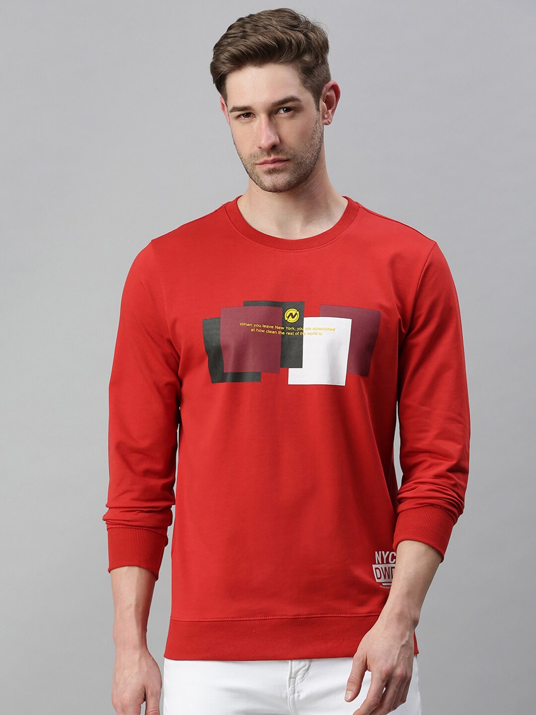 

SHOWOFF Men Red Printed Sweatshirt