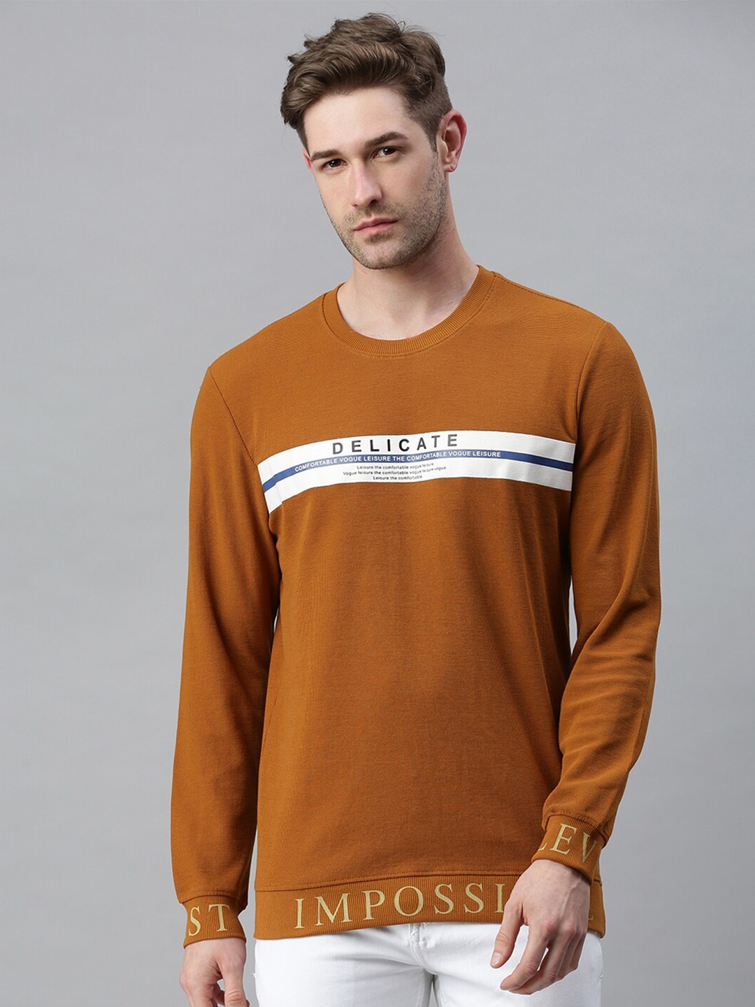 

SHOWOFF Men Khaki Printed Sweatshirt