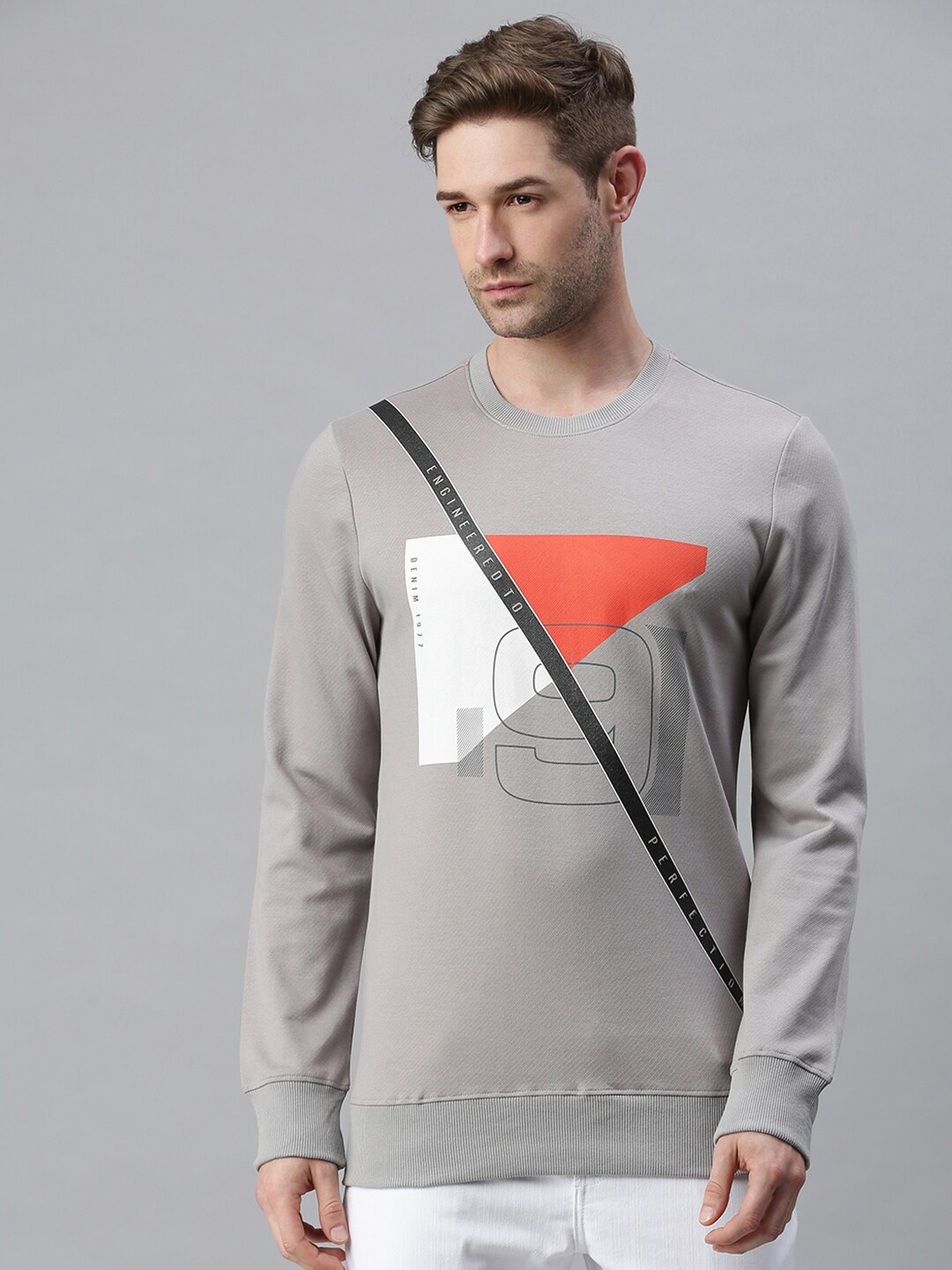 

SHOWOFF Men Grey Printed Sweatshirt