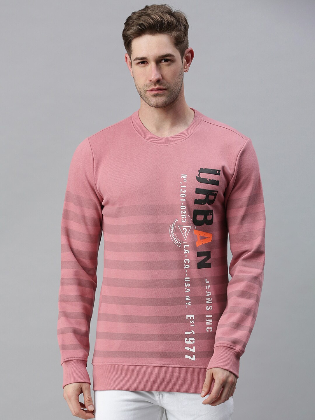

SHOWOFF Men Pink Printed Cotton Sweatshirt