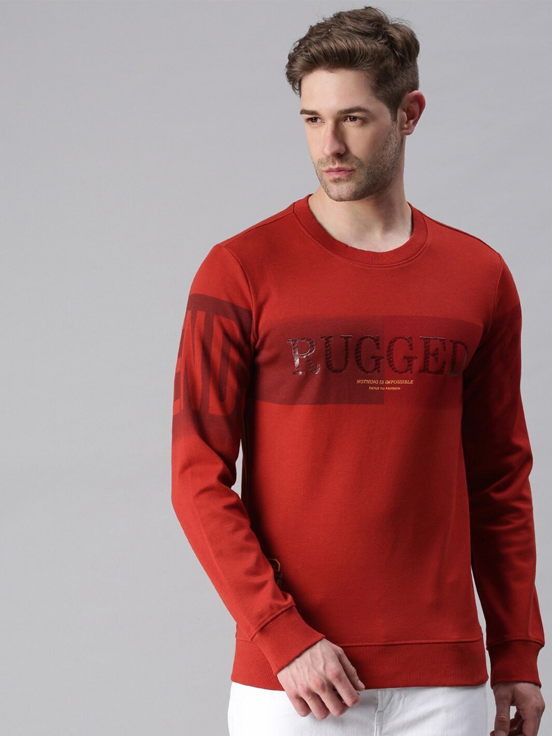 

SHOWOFF Men Red Printed Sweatshirt