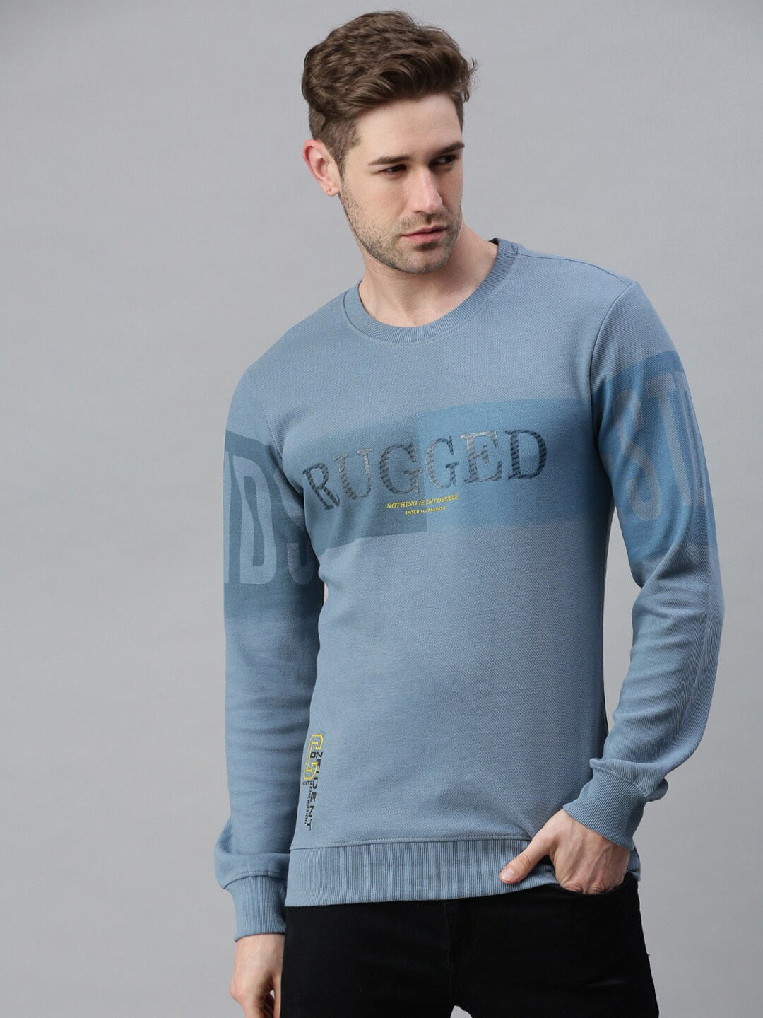 

SHOWOFF Men Blue Printed Cotton Sweatshirt