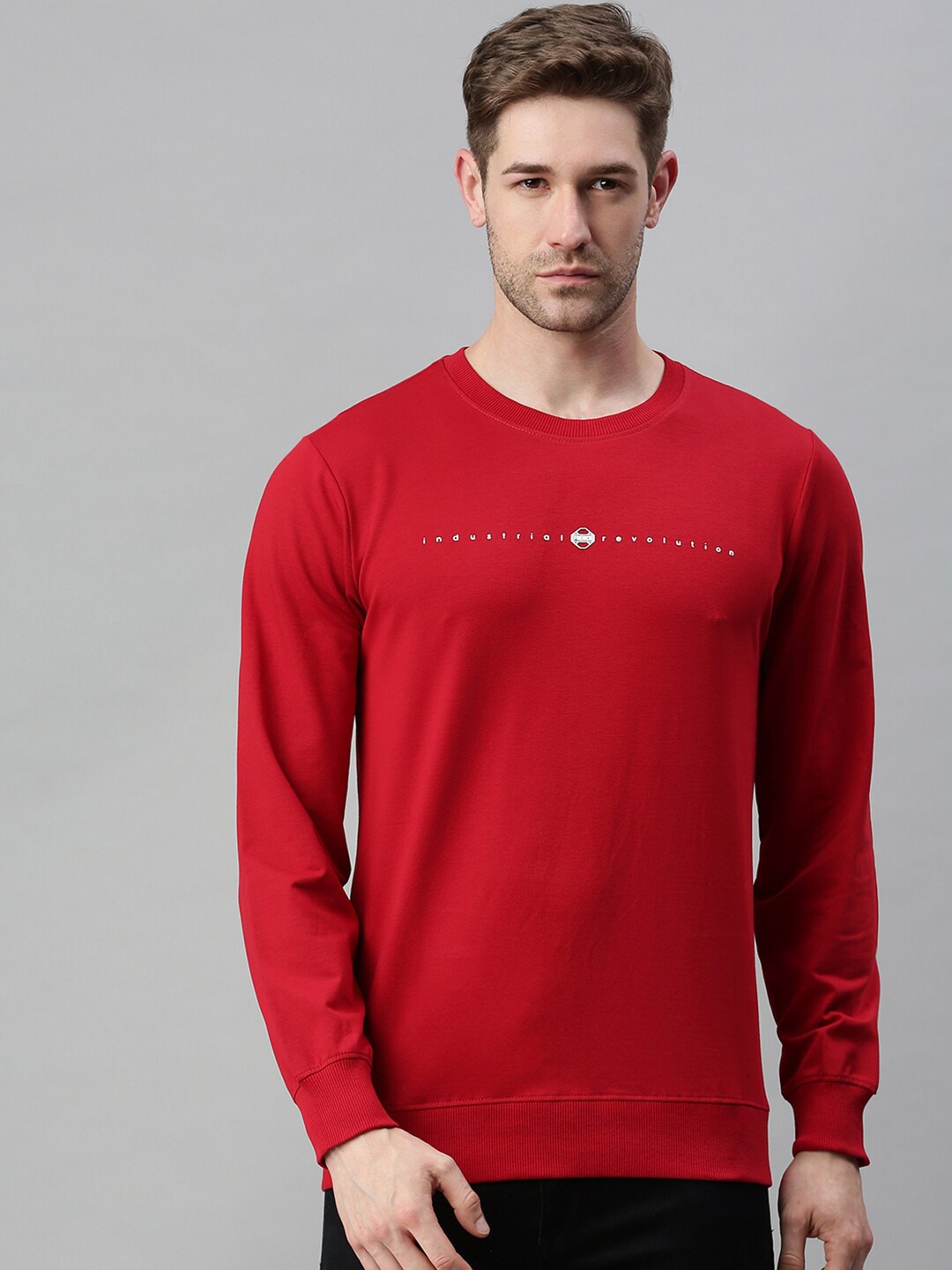 

SHOWOFF Men Red Printed Cotton Sweatshirt