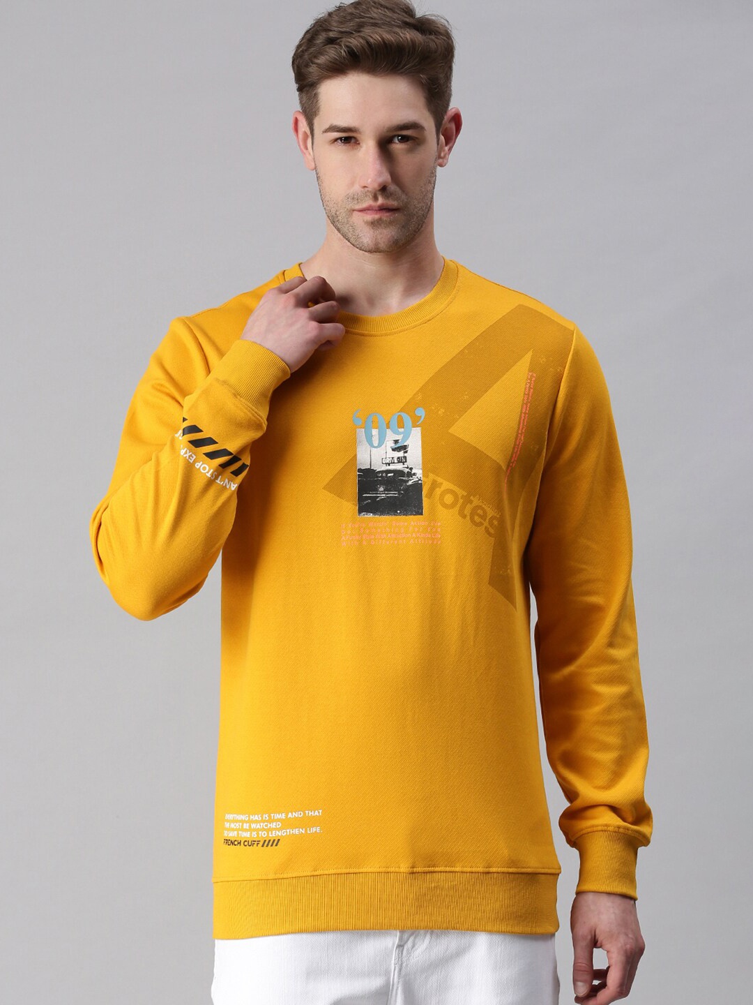 

SHOWOFF Men Yellow Printed Sweatshirt