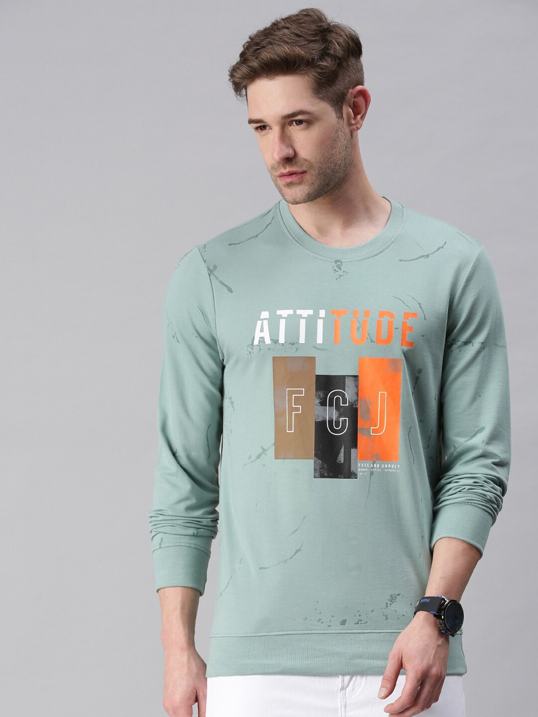 

SHOWOFF Men Green Printed Sweatshirt