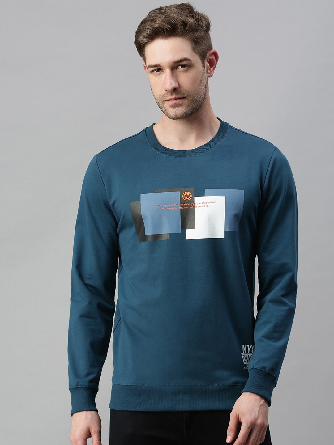 

SHOWOFF Men Blue Printed Cotton Sweatshirt