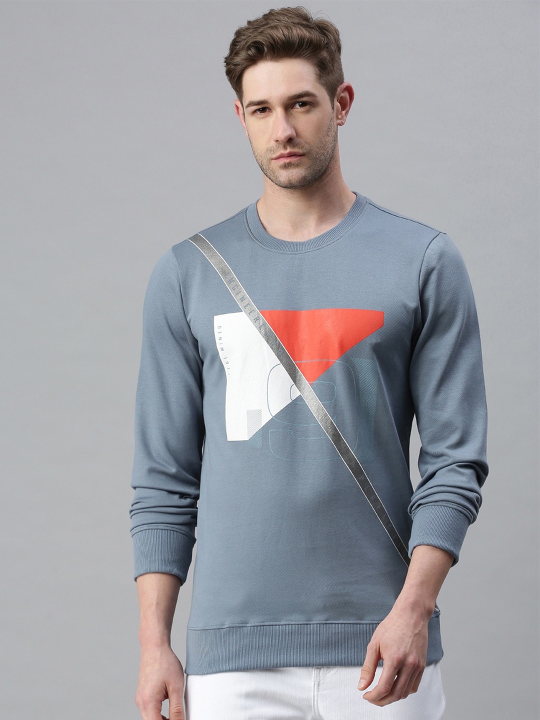 

SHOWOFF Men Blue Printed Sweatshirt