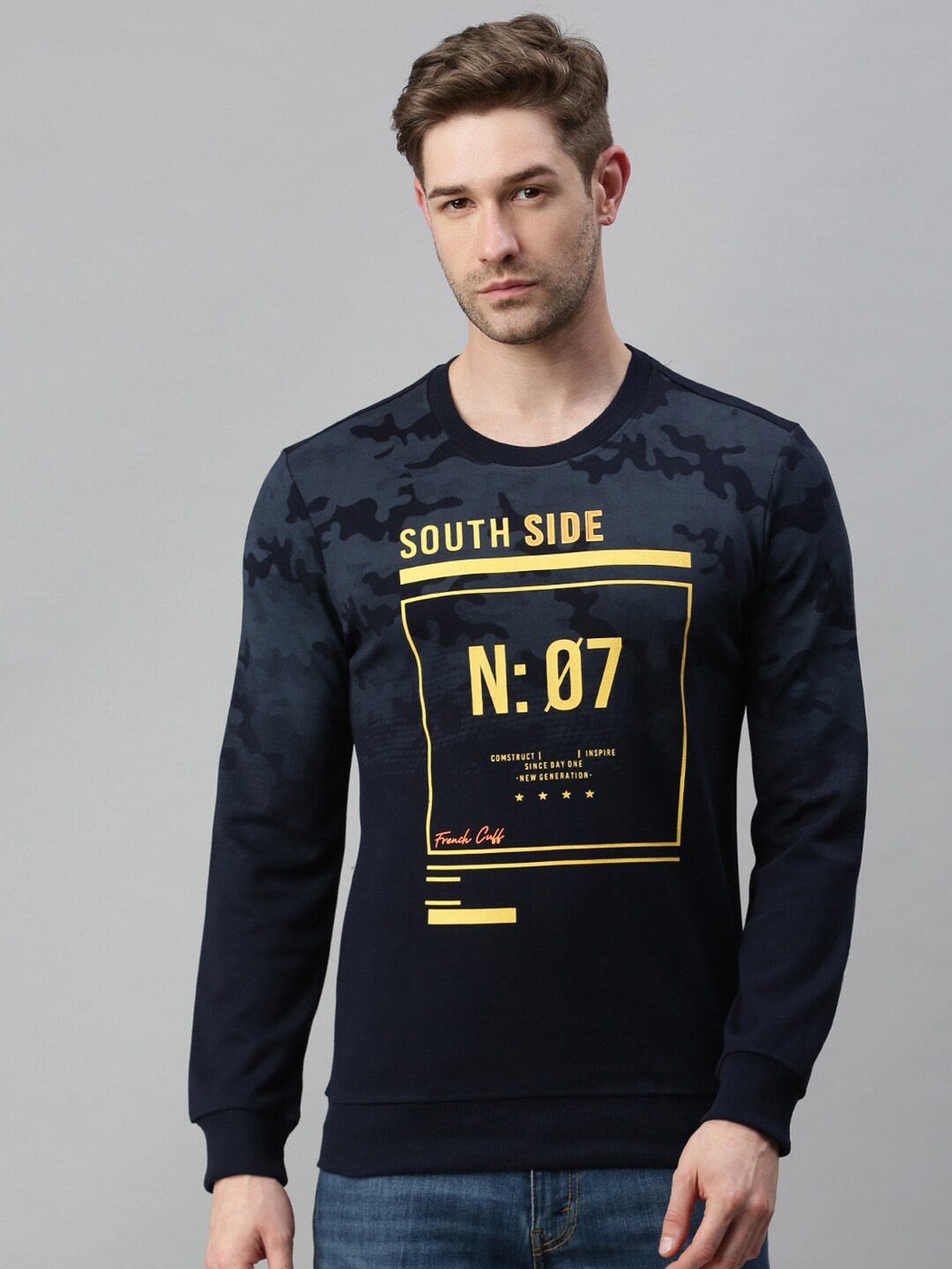 

SHOWOFF Men Navy Blue Printed Sweatshirt