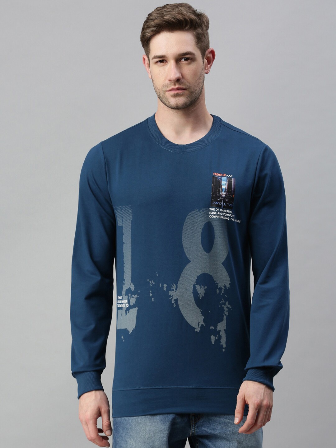 

SHOWOFF Men Blue Printed Sweatshirt