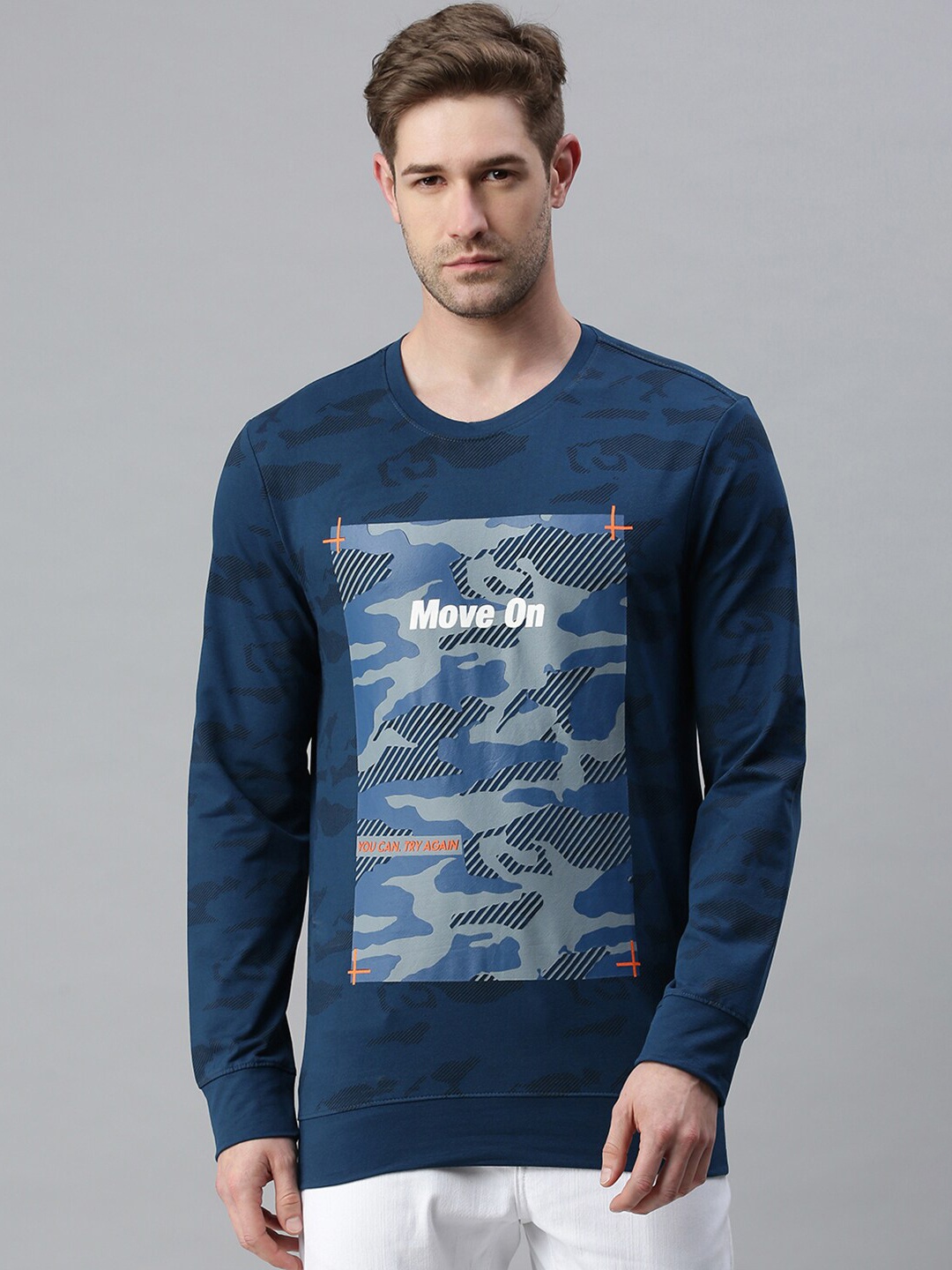 

SHOWOFF Men Blue Printed Sweatshirt