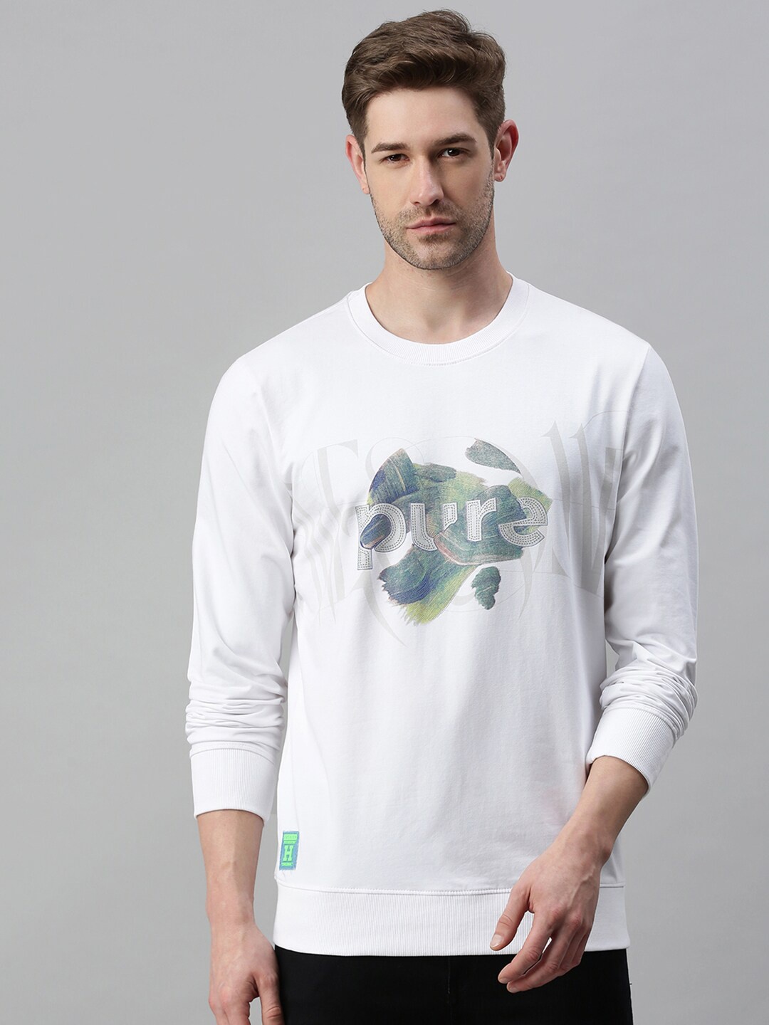 

SHOWOFF Men White Printed Cotton Sweatshirt